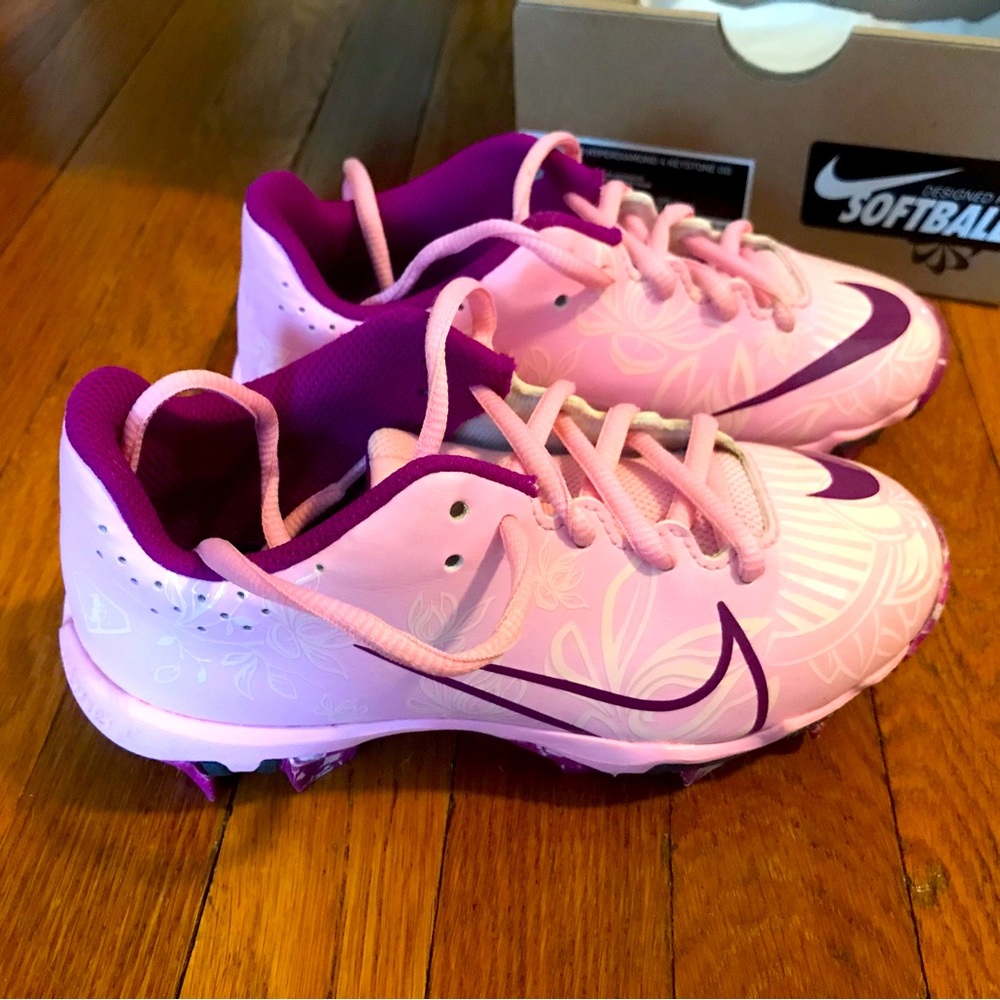 Nike Hyperdiamond 4 Keystone GG "Pink/Red Plum Softball cleats little kid 13 c